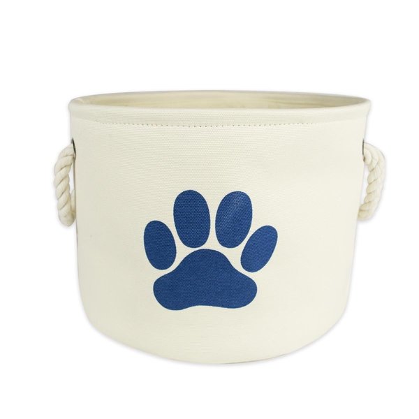 Design Imports 9 x 12 x 12 in. Polyester Round Pet Bin PawOff White Small CAMZ36187